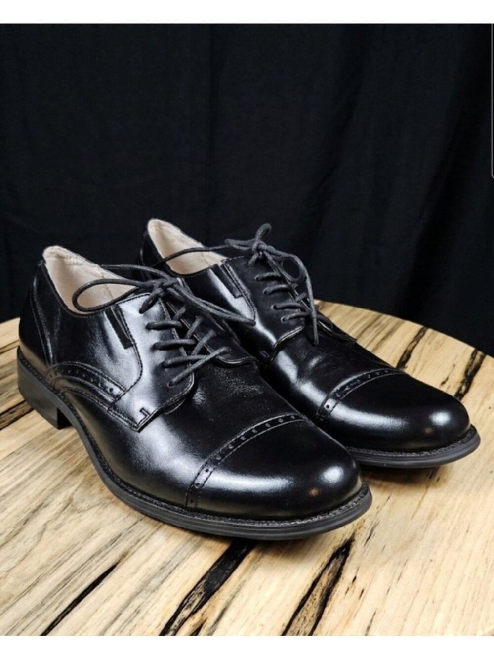 JF J. Ferrar Black Dane Cap Toe Oxford Lace Up Dress Shoes Men Size 10M